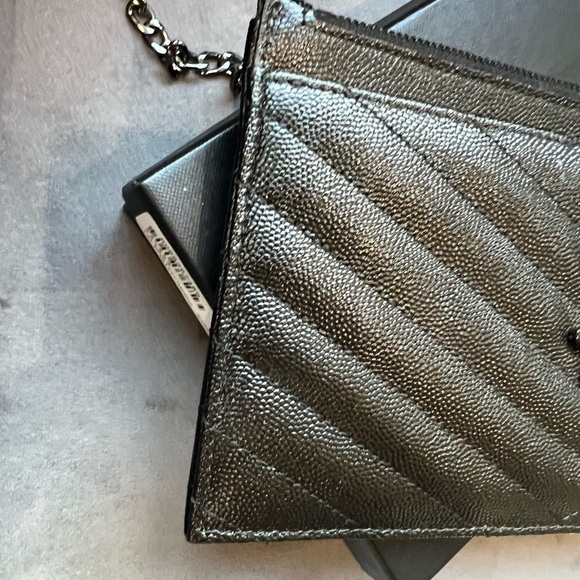 Yves Saint Laurent all black monogram clutch / crossbody - Picture 5 of 11
